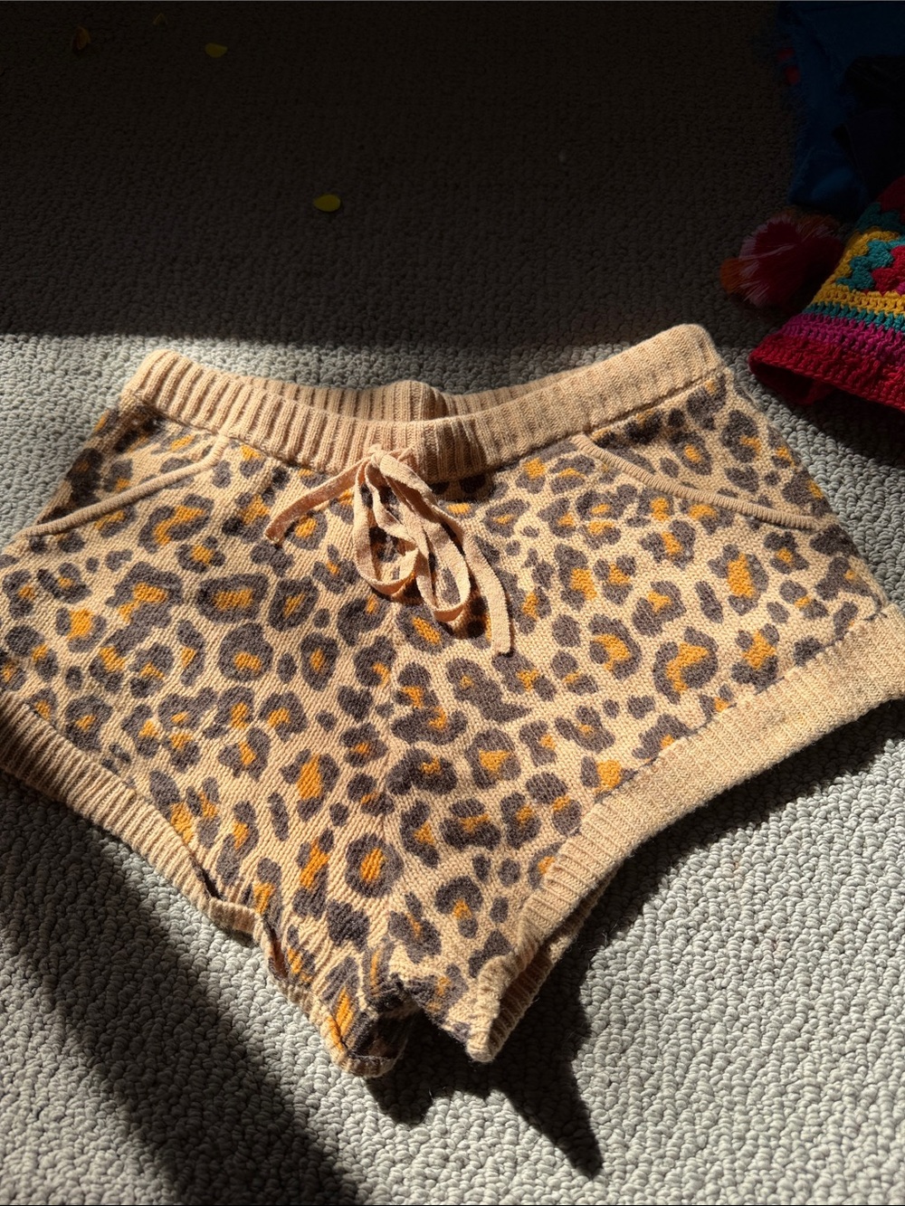 Spell Tan Leopard Knit Lounge Shorts